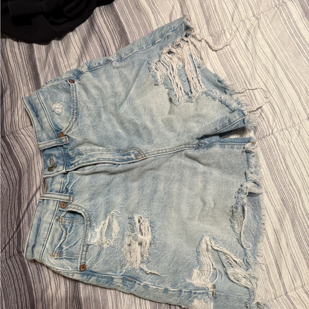 Distressed Light Blue Denim American eagle Shorts
